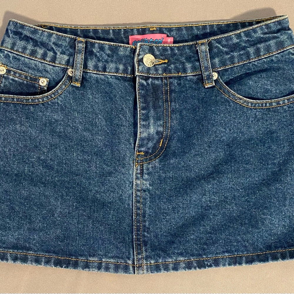 Edikted Spencer Low Rise Denim Micro Skirt